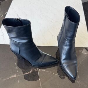 Zara Black Leather Ankle Boots